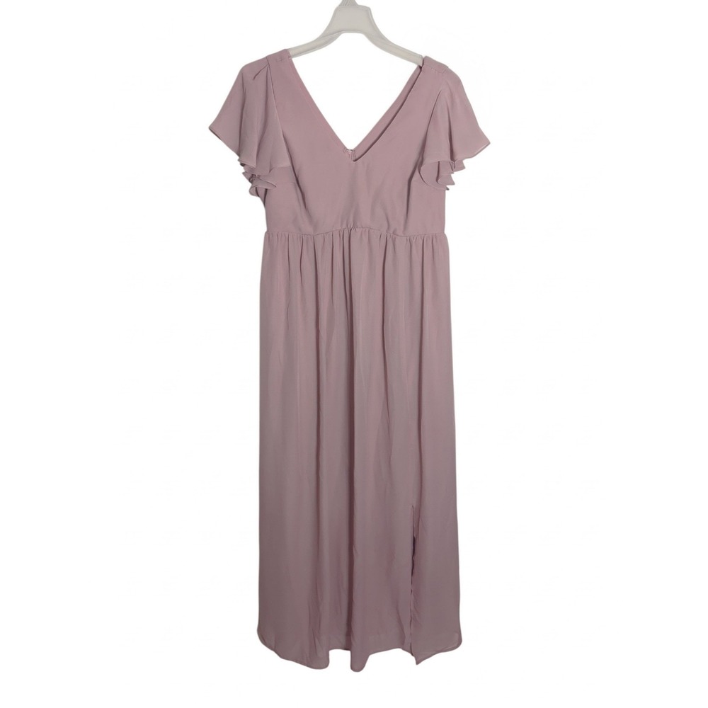 Birdy Grey Kaia Womens Maxi Dress Mauve V-Neck Flutter Sleeve Bridesmaid Gown 1X